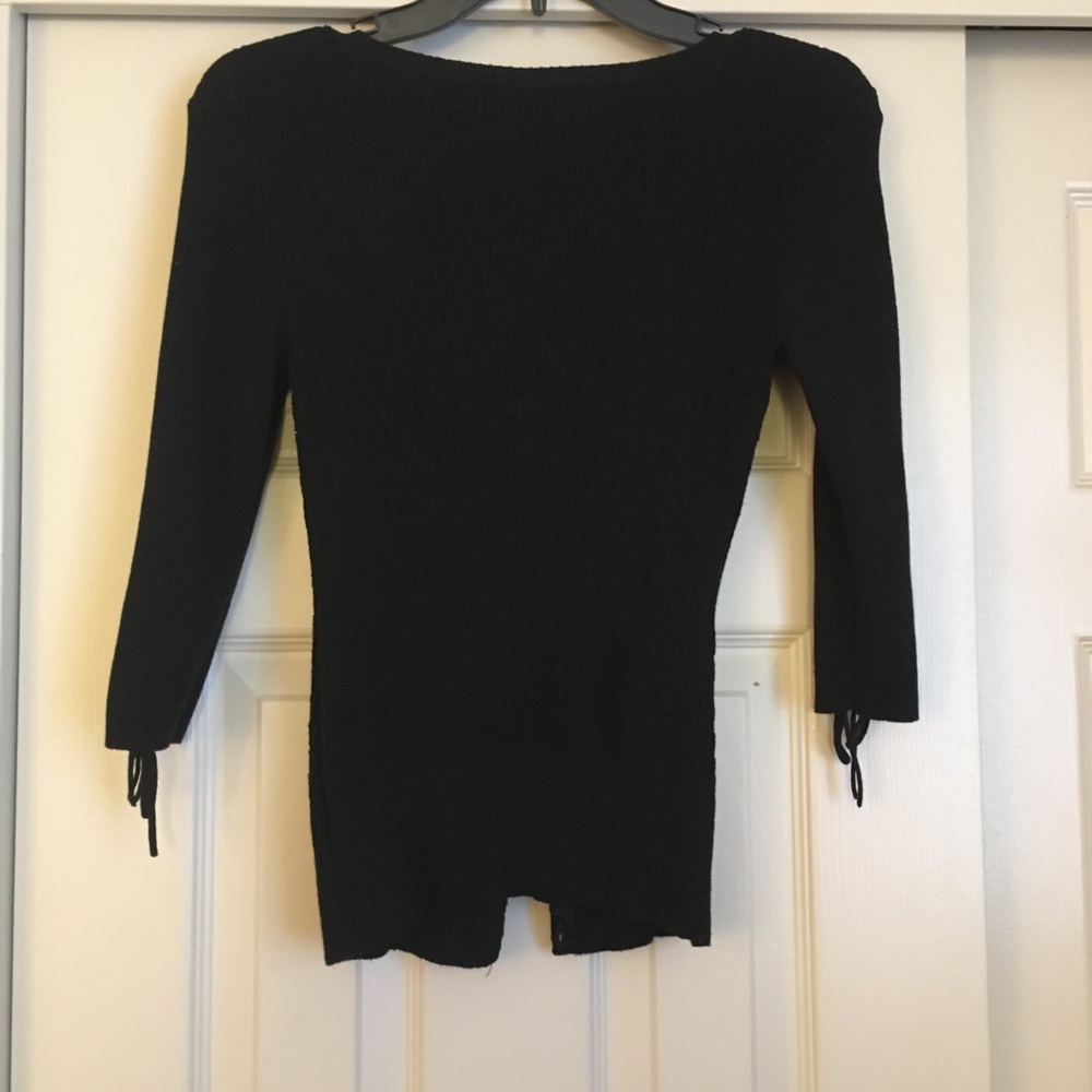 Guess Black Ribbed Button-Front Cardigan - Picture 2 of 6
